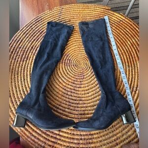 Massimo Dutti Over-the-Knee Suede Boots in Dark Navy